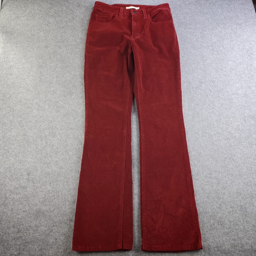 Levis 725 High Rise Bootcut Corduroy Pants Women's 27x32 Red Stretch Cords
